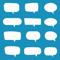 Set of speech bubbles. Speak bubble text, cartoon chatting box, message box. Blank empty white speech bubbles.