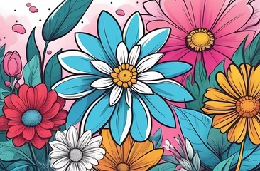 Möbelaufkleber beautiful flowers background, banner, watercolor © mischenko