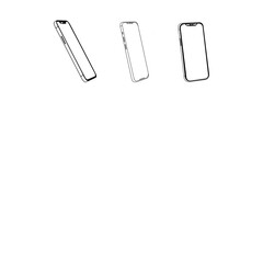 Smartphone mockup white screen. Mobile phone mockup vector illustration. View different angles of the phone. The smartphone outlines a simple modern design. Vector illustration