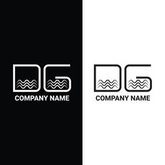 DG letter logo with ocean waves and sunset. Beach concept design and combine  letter logo