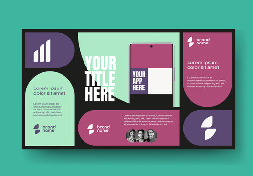 Green and Purple Grid Layout App Presentation Template