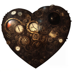 Heart in steampunk style. Valentine's card. Abstract illustration. AI generated.