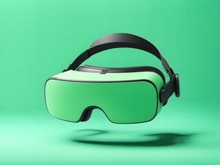 3D virtual reality headset isolated on green background. Vr glasses illustration ready to use. Future technology graphic element.