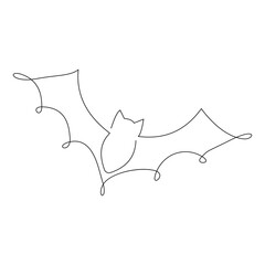 Bat Bird Continuous one line art outline vector illustration and tattoo design
