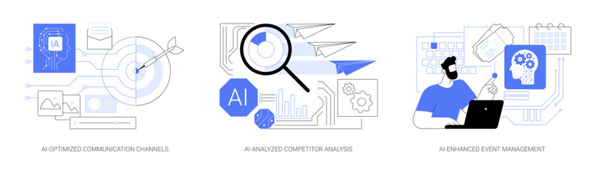 AI Technology in PR abstract concept vector illustrations.