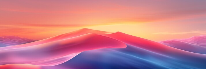 Surreal Dunes at Twilight: Digital Artwork of Vibrant Sand Waves Under a Sunset Sky, Perfect for Backgrounds and Creative Projects