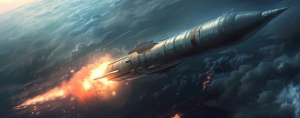A majestic rocket soars through the clouds, captured in a stunning screenshot as it propels towards the unknown depths of the sky