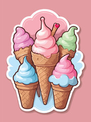 vector set of cone ice cream collection on isolated background