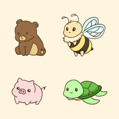 cute animals kawaii illustration collection