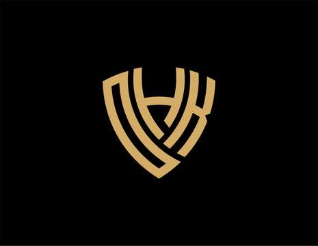 OHK creative letter shield logo design vector icon illustration