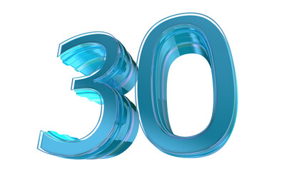 Creative cyan 3d number 30