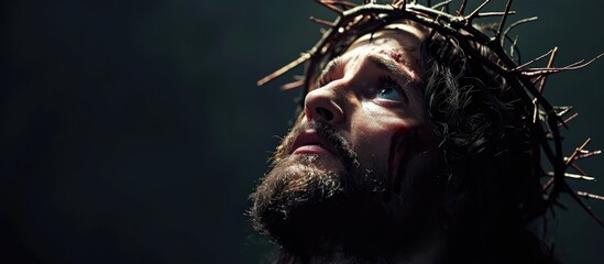 Resurrection of Jesus Christ wearing a crown of thorns.