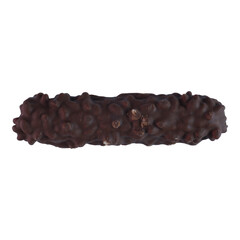 Chocolate bar stuffed with rice puff, crispy wafer and caramel isolated transparent