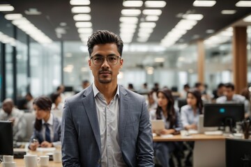 Portrait of a Confident Businessman Wearing a Casual Suit, Looking at Camera, Genuinely and Charmingly Smiling. Successful Experienced Man Working in Diverse Company Office