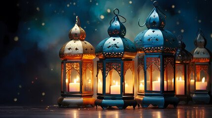 Fototapeta premium Ramadan background with mosque or lantern illustration