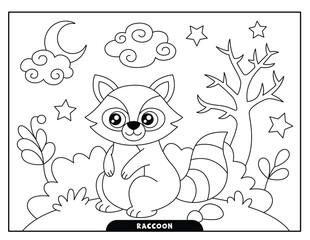 Raccoon coloring pages for kids