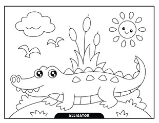 Alligator coloring pages for kids