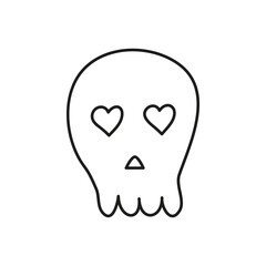 Doodle scull with hearts.