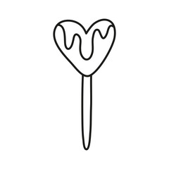 Doodle heart shaped lollipop with blood leak.