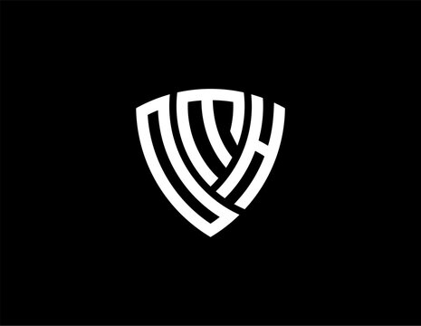 OMH creative letter shield logo design vector icon illustration