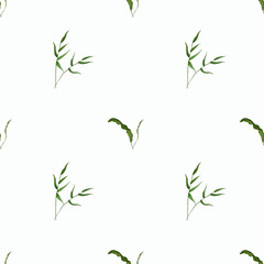 Watercolor summer pattern with grass