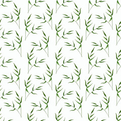 Watercolor summer pattern with green grass