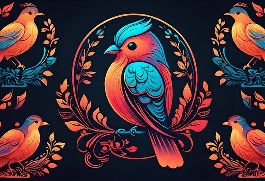 only one beautiful Gradient ornamental bird logo design vector