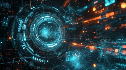 Obraz premium Discover the fascinating world of cybersecurity art, merging hacker alerts and digital risks with the beauty of safeguarding. Unveil the complex sphere of technology, secure data, and network