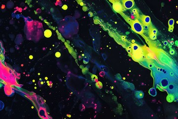 Black background with neon paint spots