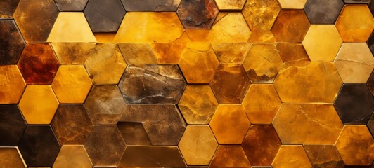 Hexagonal honeycomb granite marble stone bricks wall texture banner wallpaper. Granite marble stone honeycomb bricks.