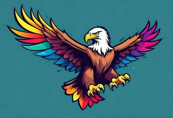 eagle color full logo design vector