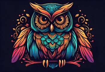 only one beautiful Gradient ornamental owl logo design vector