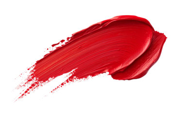 Flat Red Paint Stroke Isolated on Transparent or White Background, PNG