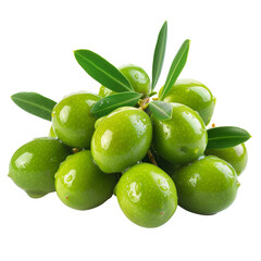 Obraz premium Green Olive Bliss Isolated on Transparent or White Background, PNG