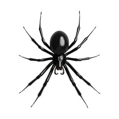 Black Widow Spider Isolated on Transparent or White Background, PNG