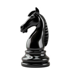 Black Knight on Chessboard Isolated on Transparent or White Background, PNG