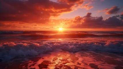 Foto auf Acrylglas Sea sunset with sunset sun on sunset clouds © Ahtesham