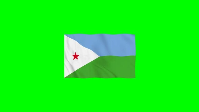 Djibouti Vector Waving Flag Motion loop 4K Resolution with Green Screen