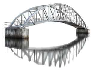 A 3D image of a metal bridge on a white background.