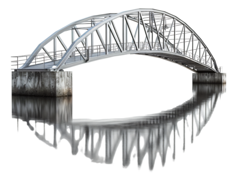 A 3D image of a metal bridge on a white background.