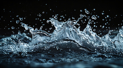 a large water splash with water running behind it in  - obrazy, fototapety, plakaty
