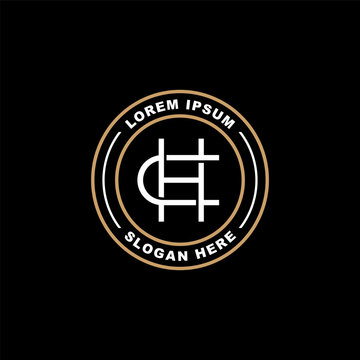 CH C H HC logo logotype icon elegant luxury design , badge logo with monogram line linear outline icon suitable for business brand