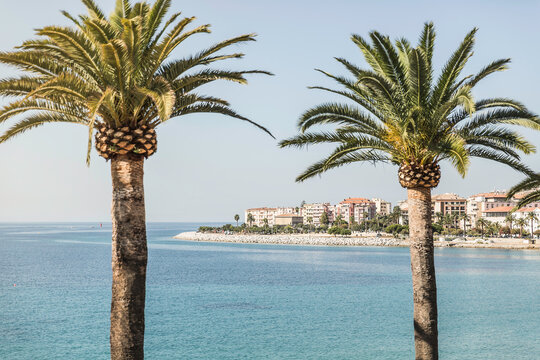 Mediterranean urban landscapes in summer. Corsica, France