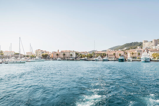 Mediterranean urban landscapes in summer. Corsica, France