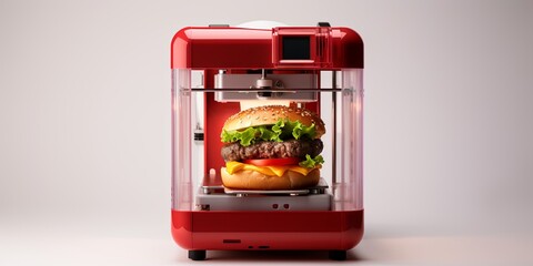 Technology for 3D printing a hamburger on a printer. Modern technologies for printing products for...