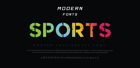Sports Modern Italic Alphabet Font. Typography urban style fonts for technology, digital, movie logo design. vector illustration - obrazy, fototapety, plakaty
