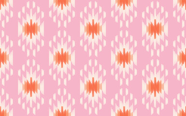 Fototapeta na wymiar Ethnic abstract ikat art. Seamless pattern in tribal, folk embroidery, and Mexican style. Aztec geometric art ornament print. Design for carpet, wallpaper, clothing, wrapping, fabric, cover, textile.