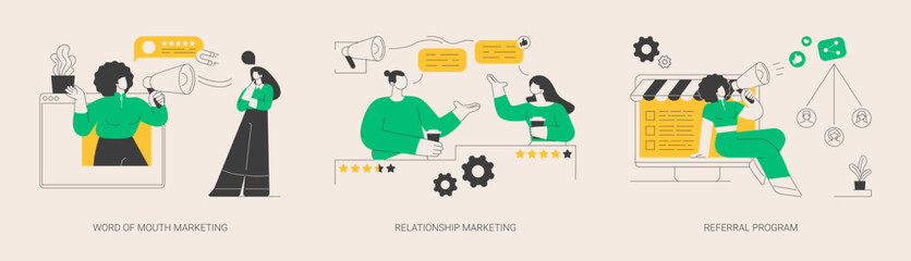 Customer oriented marketing strategy abstract concept vector illustrations.