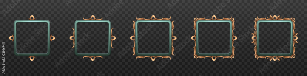 Poster metallic vintage style game avatar frames with gold border for game ui designs