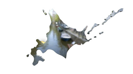 [アルファチャンネル]小樽の地形を強調する北海道の3D透視投影図形